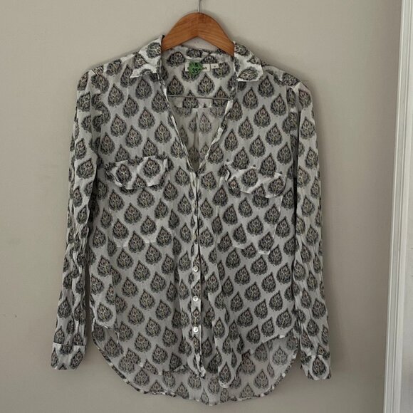 Roller Rabbit Peacock paisley Print Button Down Size Medium - Picture 2 of 10